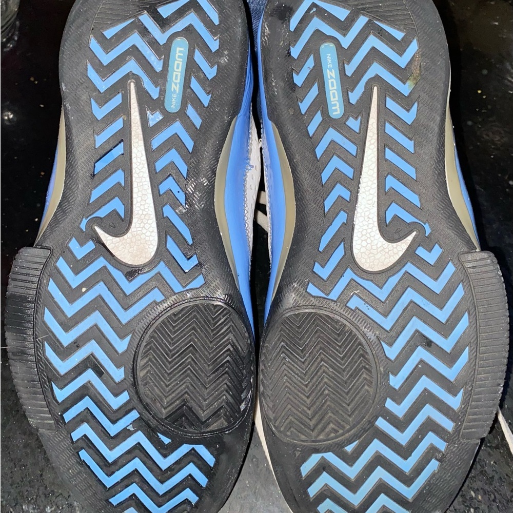 Nike Zoom BB line White and Light Blue High-Top Basketball Sneakers - Picture 4 of 6
